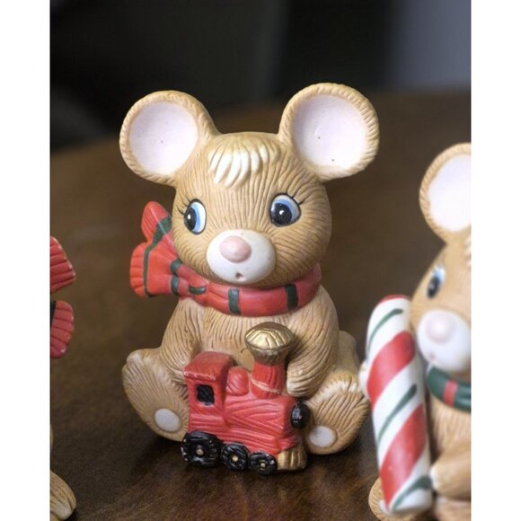 Vintage Set Of ( 3 ) Homco Christmas Mice Figurines Holiday Decor - Picture 5 of 7